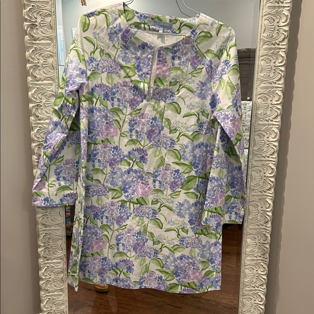Hill House Floral Dress with Purple and Green Accents